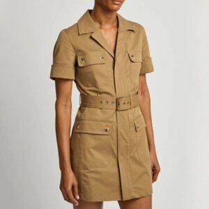 Frame Safari Belted Stretch-cotton‎ Mini Dress Khaki XS